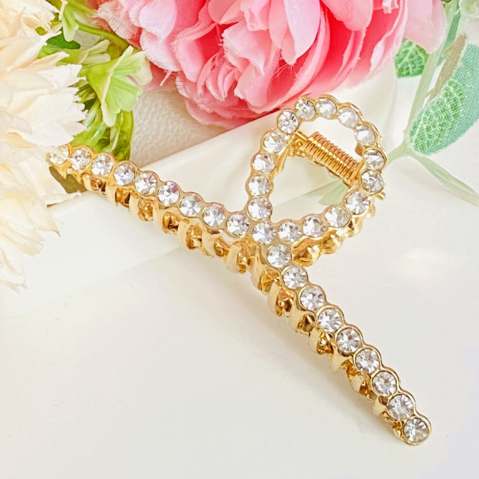 Clama de Par Aurie cu Cristale, Agrafa de Par, Accesorii Par, Clama metal [2]