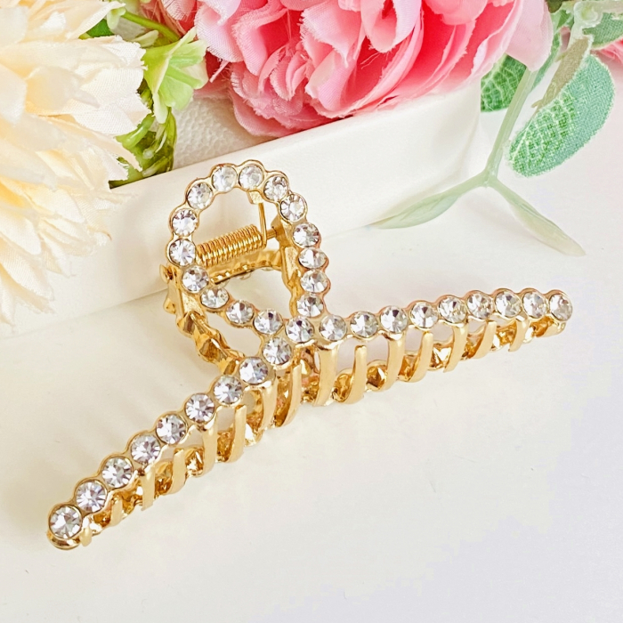 Clama de Par Aurie cu Cristale, Agrafa de Par, Accesorii Par, Clama metal [6]