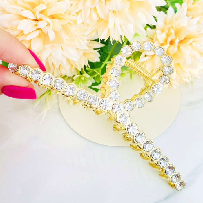 Clama Aurie Cristale, Agrafa de Par, Accesorii Par, Clama Metal [9]