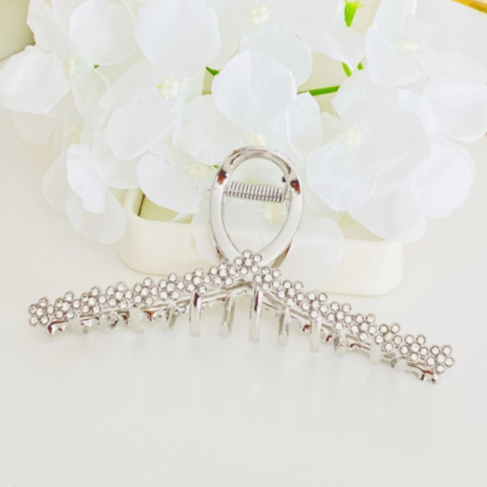 Clama Par Flori Argintii, Agrafa de Par, Accesorii Par, Clama metal [3]