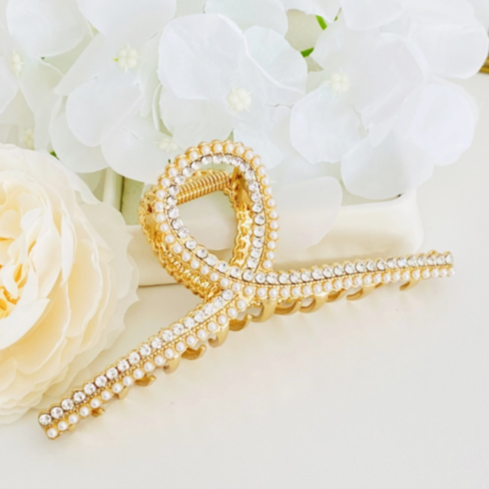 Clama Aurie cu Perle, Agrafa de Par, Accesorii Par, Clama metal [8]