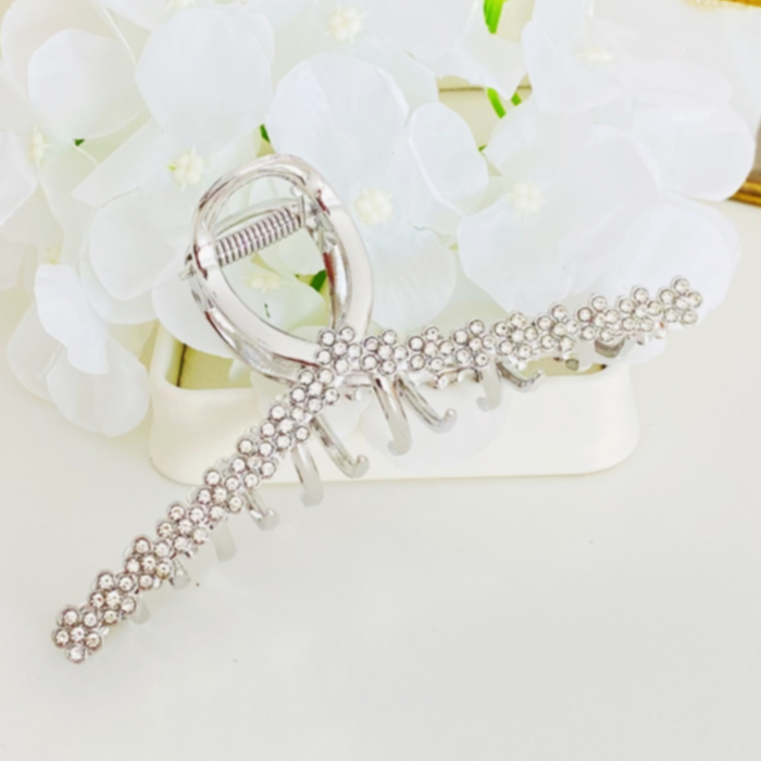 Clama Par Flori Argintii, Agrafa de Par, Accesorii Par, Clama metal [2]