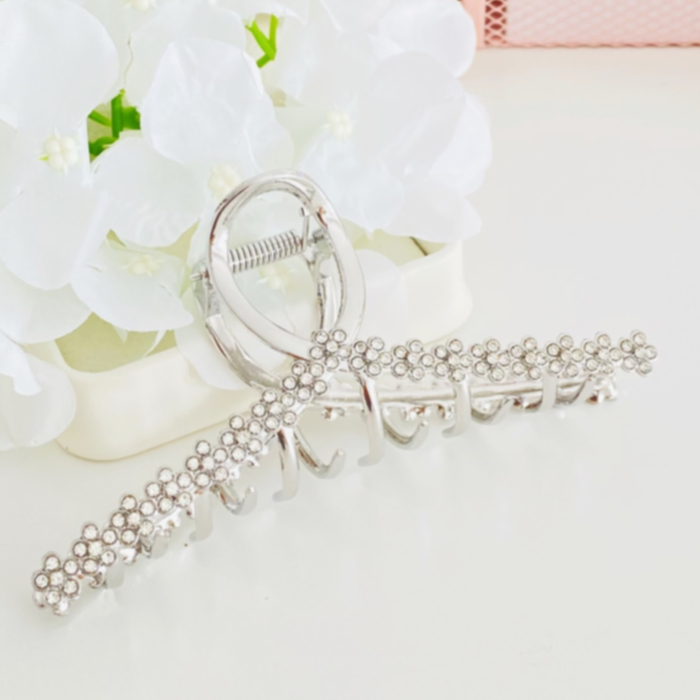 Clama Par Flori Argintii, Agrafa de Par, Accesorii Par, Clama metal [5]