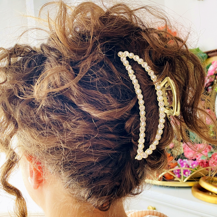 Clama Aurie cu Perle, Agrafa de Par, Accesorii Par, Clama metal [4]