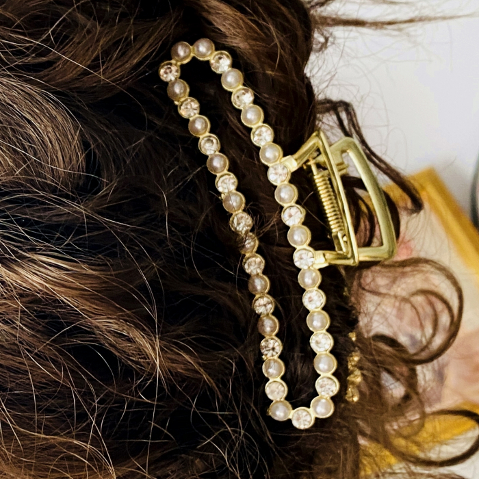 Clama Aurie cu Perle, Agrafa de Par, Accesorii Par, Clama metal [1]