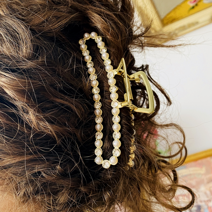 Clama Aurie cu Perle, Agrafa de Par, Accesorii Par, Clama metal [7]