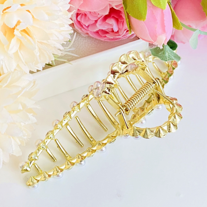 Clama Aurie Perle si Cristale, Agrafa de Par, Accesorii Par, Clama Metal [10]