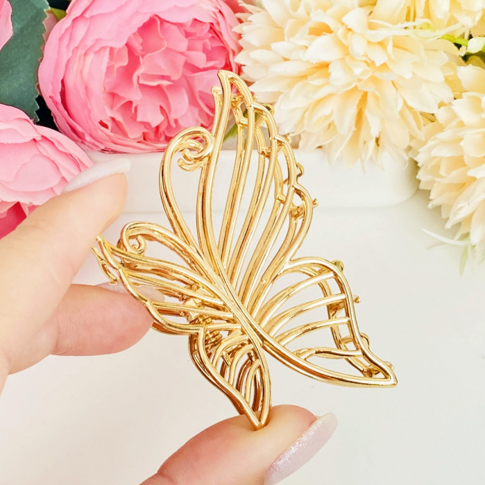 Clama Par Fluture Auriu Mini, Agrafa de Par, Accesorii Par, Clama [3]