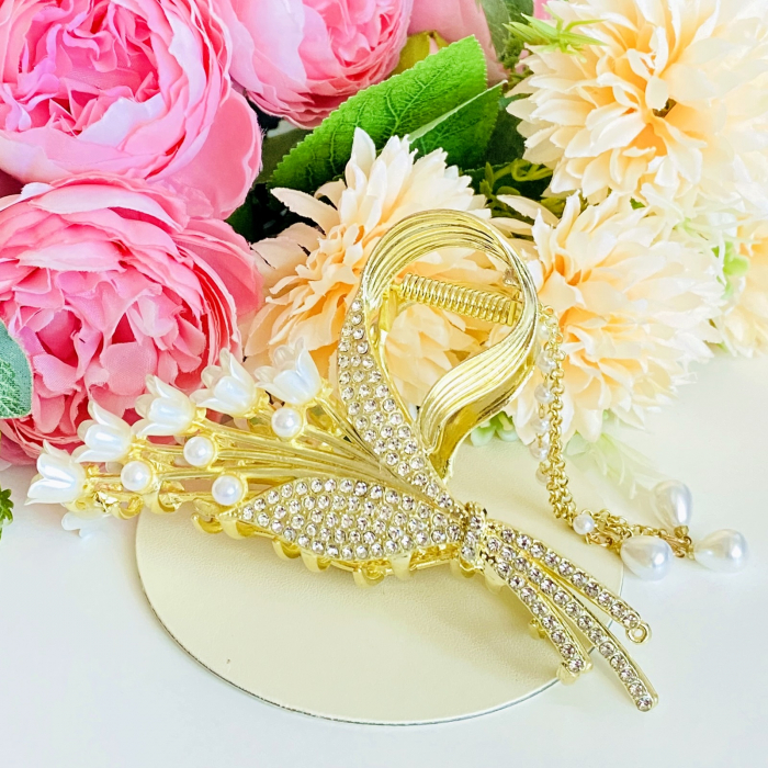 Clama Par Lacramioare Albe, Agrafa de Par, Accesorii Par, Clama metal [9]