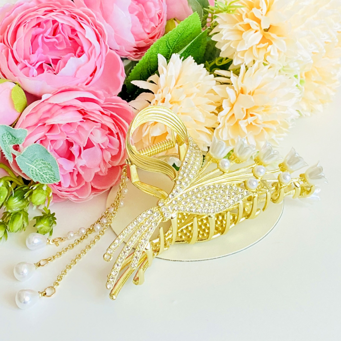 Clama Par Lacramioare Albe, Agrafa de Par, Accesorii Par, Clama metal [2]