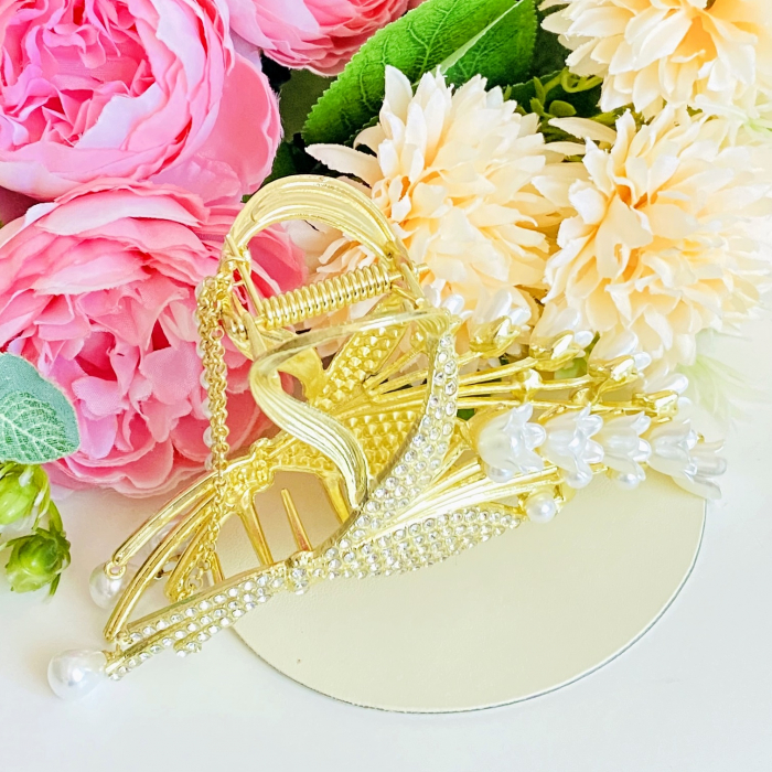 Clama Par Lacramioare Albe, Agrafa de Par, Accesorii Par, Clama metal [10]