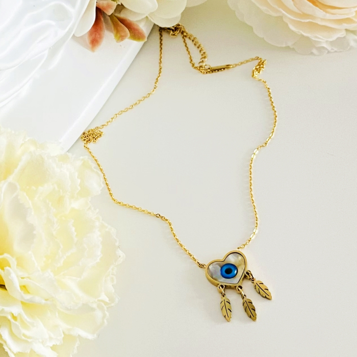 Colier Evil Eye Heart - Otel Inoxidabil, Lantisoare Coliere Dama, Bijuterii Inox [7]