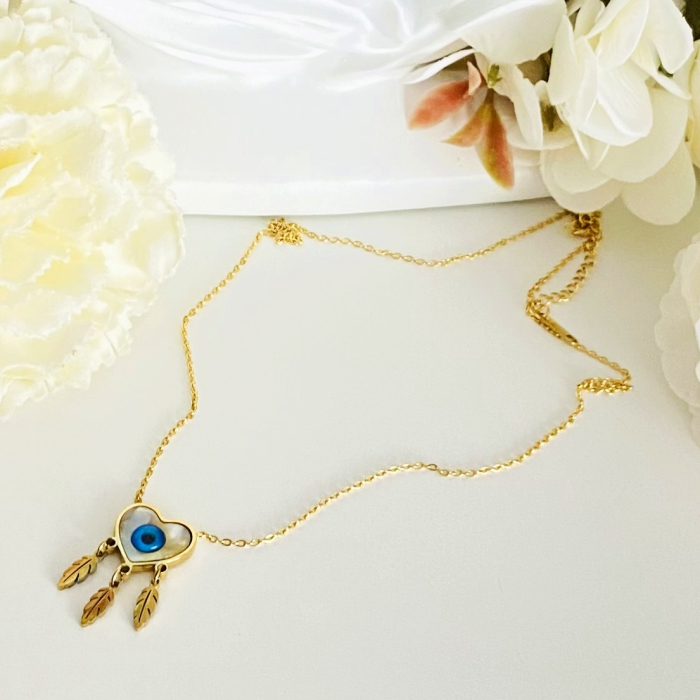 Colier Evil Eye Heart - Otel Inoxidabil, Lantisoare Coliere Dama, Bijuterii Inox [2]