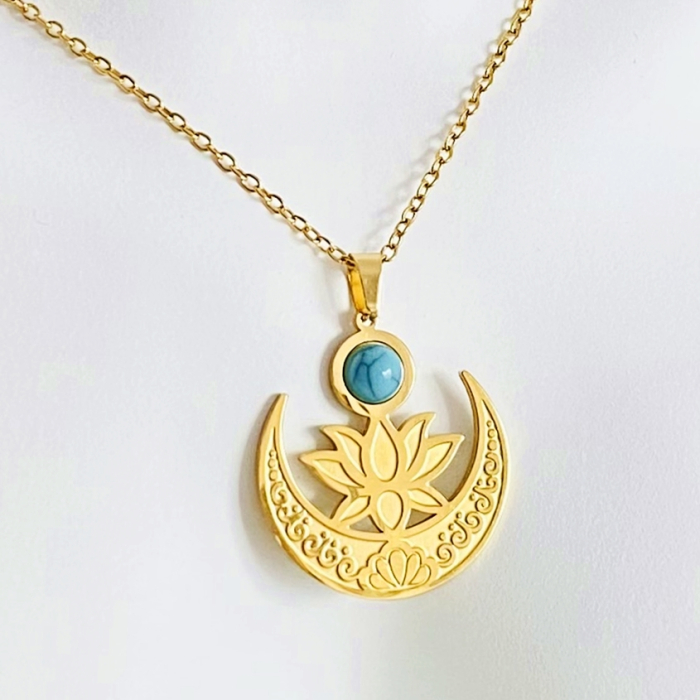 Colier Floare Lotus - Otel Inoxidabil, Lantisoare Coliere Dama, Bijuterii Inox [3]