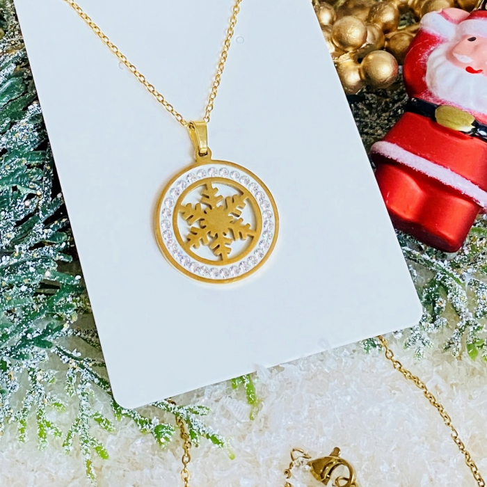 Colier Fulg Nea Auriu - Otel Inoxidabil, Cercei Secret Santa, Cercei Dama [5]