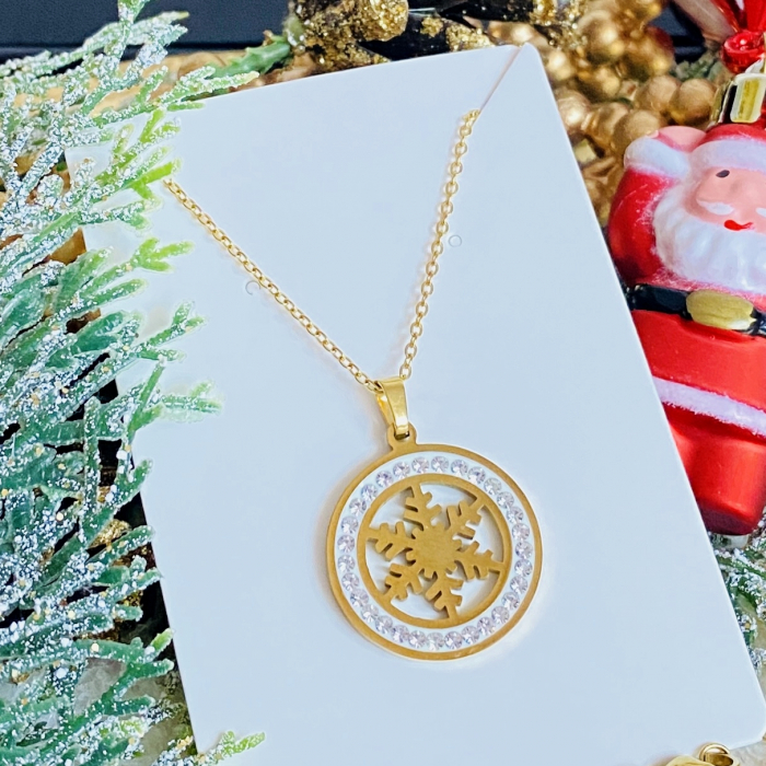 Colier Fulg Nea Auriu - Otel Inoxidabil, Cercei Secret Santa, Cercei Dama [6]
