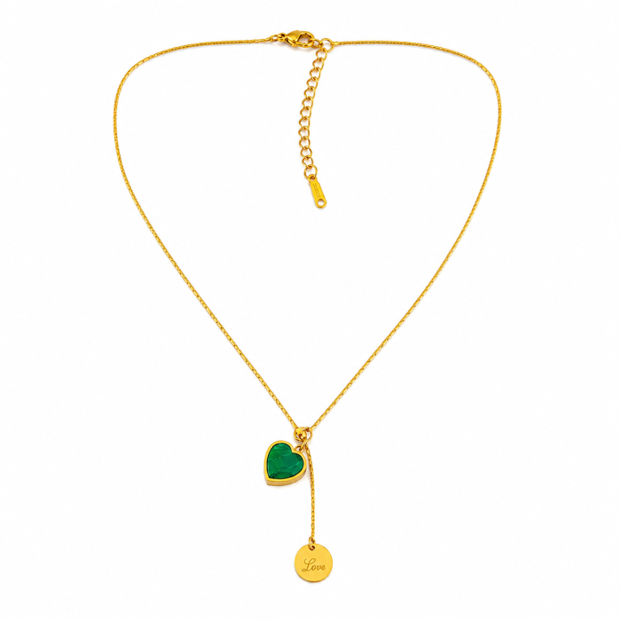 Colier Inima Verde & Love - Otel Inoxidabil, Coliere Dama, Bijuterii Inox [3]