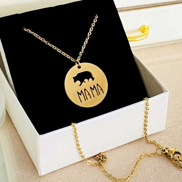 Colier Mama Bear - Otel Inoxidabil, Lantisoare Coliere Dama, Bijuterii Inox [2]