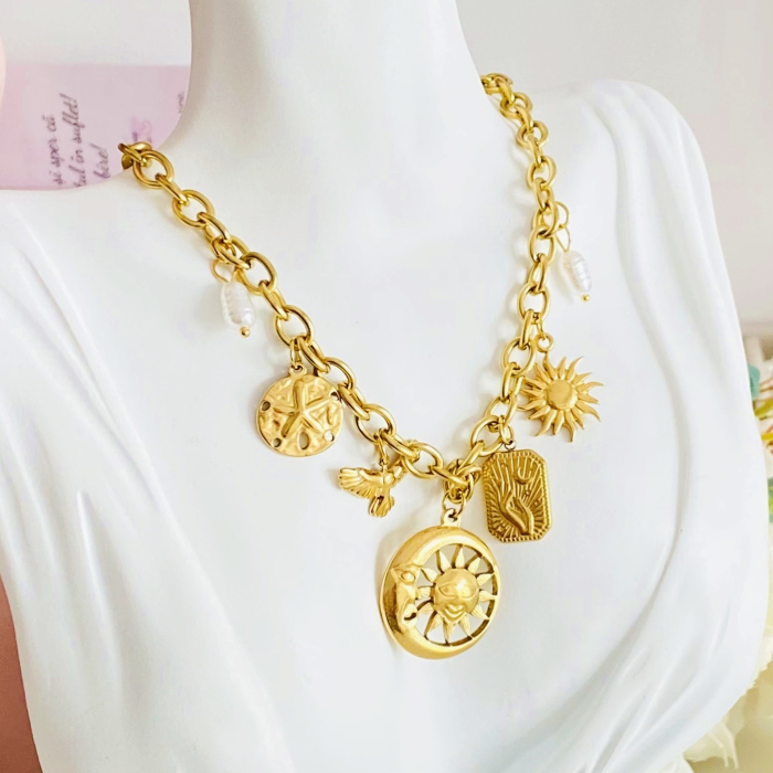 Colier Cristal Verde - Otel Inoxidabil, Lantisoare Coliere Dama, Bijuterii Inox [7]