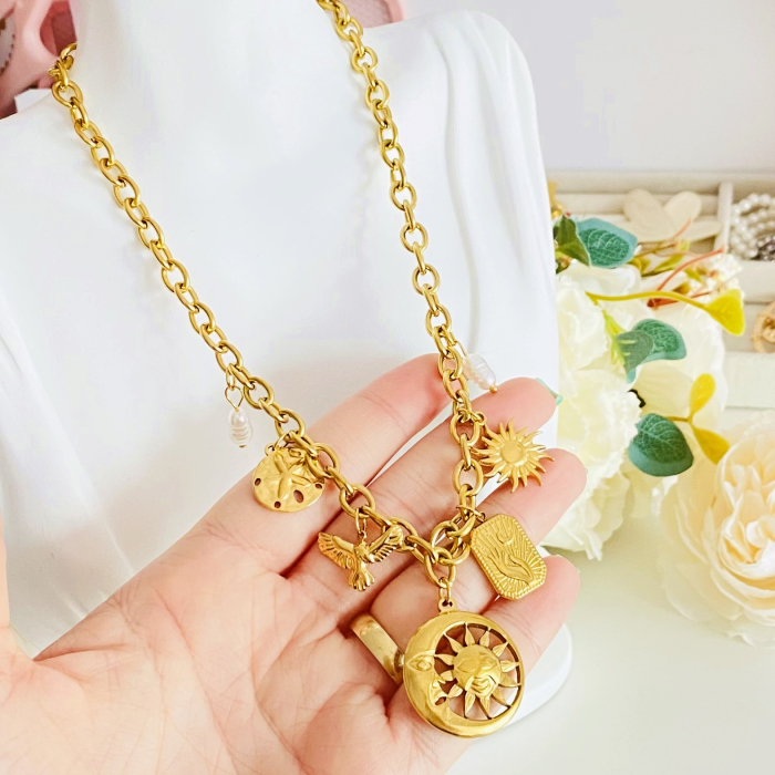 Colier Cristal Verde - Otel Inoxidabil, Lantisoare Coliere Dama, Bijuterii Inox [4]