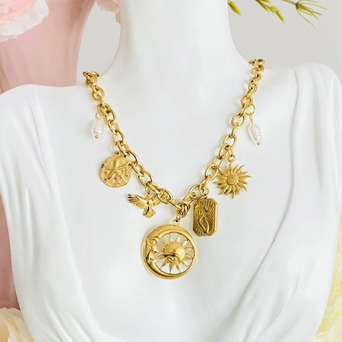 Colier Cristal Verde - Otel Inoxidabil, Lantisoare Coliere Dama, Bijuterii Inox [9]