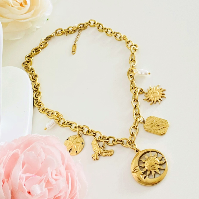 Colier Cristal Verde - Otel Inoxidabil, Lantisoare Coliere Dama, Bijuterii Inox [8]