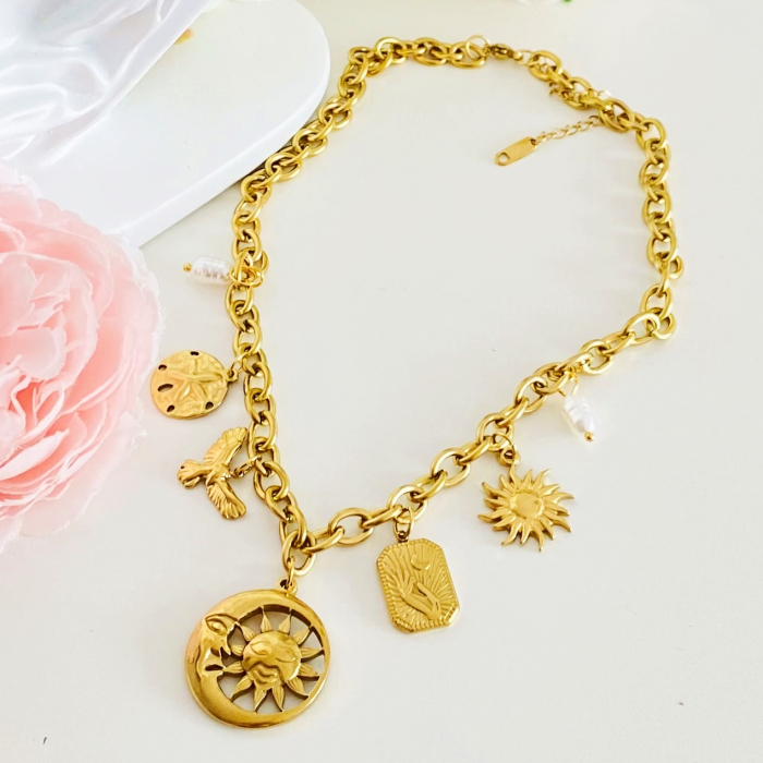 Colier Cristal Verde - Otel Inoxidabil, Lantisoare Coliere Dama, Bijuterii Inox [2]