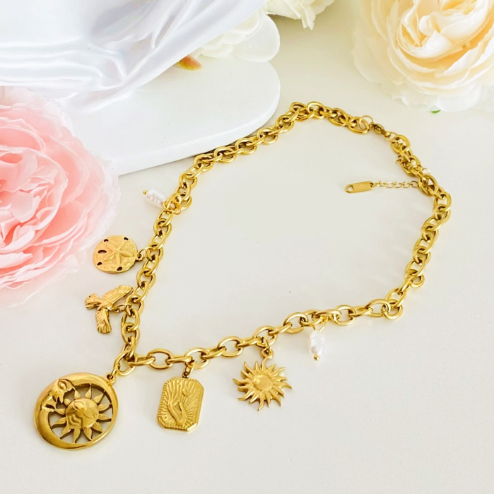 Colier Cristal Verde - Otel Inoxidabil, Lantisoare Coliere Dama, Bijuterii Inox [6]