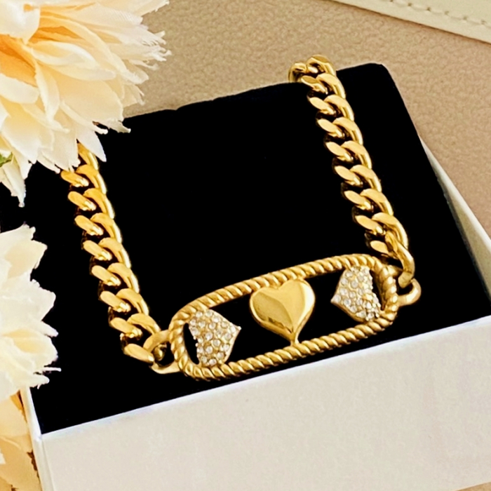 Colier Inimi Aurii - Otel Inoxidabil, Lantisoare Coliere Dama, Bijuterii Inox [5]