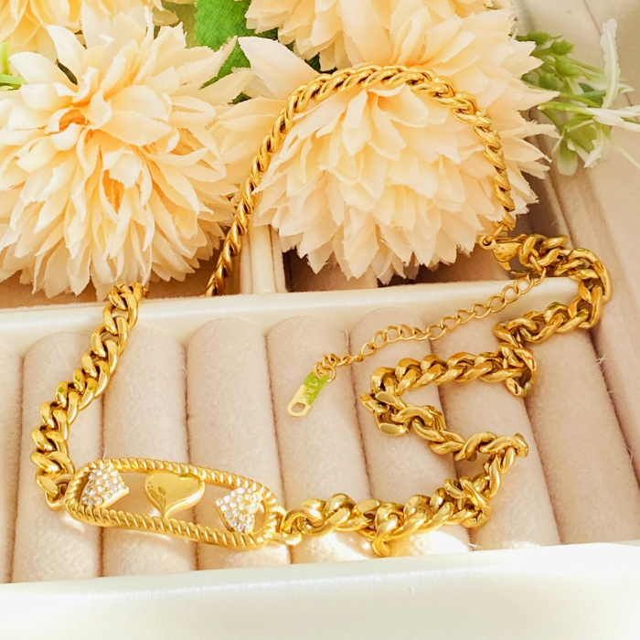 Colier Inimi Aurii - Otel Inoxidabil, Lantisoare Coliere Dama, Bijuterii Inox [7]