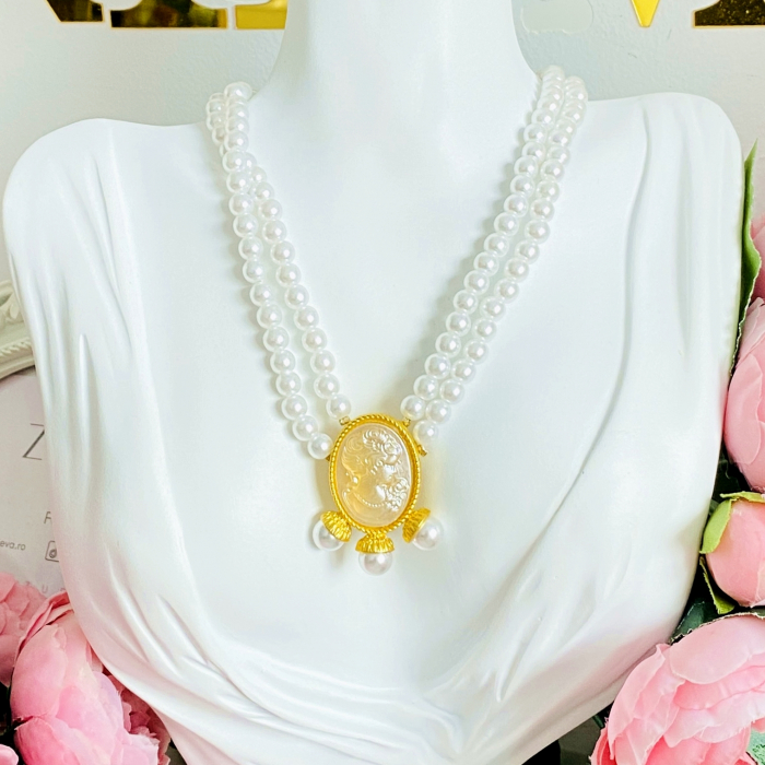 Colier Perle & Camee, colier dama, colier femei, colier elegant [4]