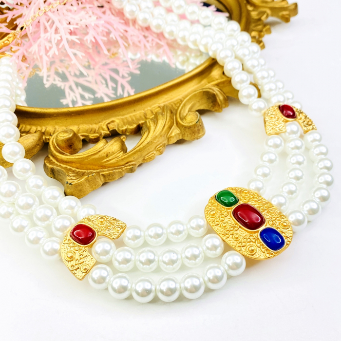 Colier Perle Albe, Colier Auriu, Coliere Dama [4]