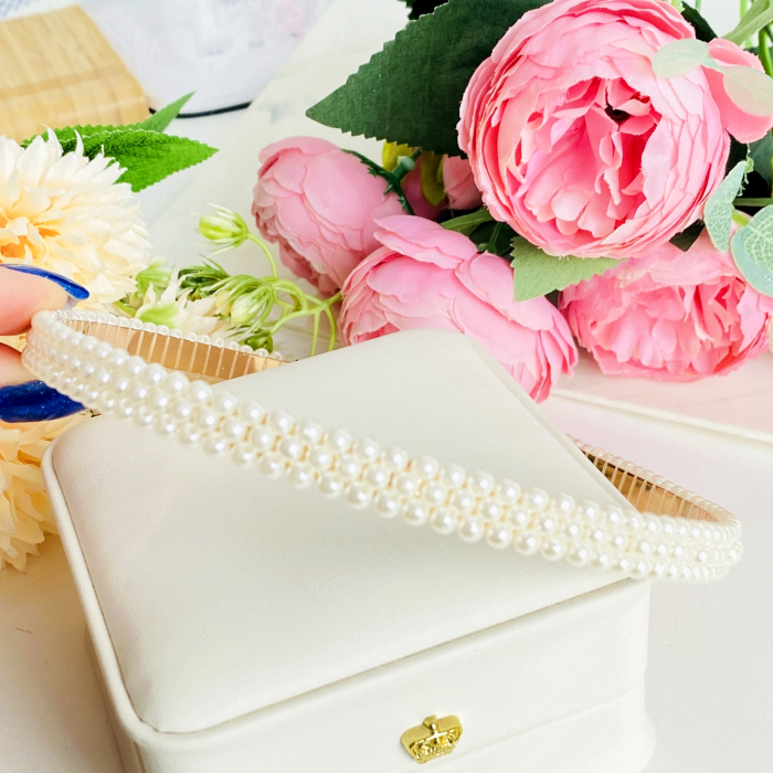 Cordeluta Par / Coronita de Par Mini Perlute Albe, Accesorii Par [7]