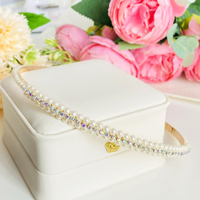 Cordeluta Par / Coronita de Par Perle Cristale Alb, Accesorii Par [6]
