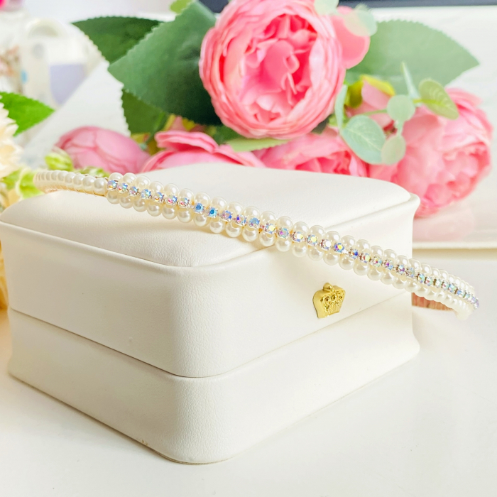 Cordeluta Par / Coronita de Par Perle Cristale Alb, Accesorii Par [4]