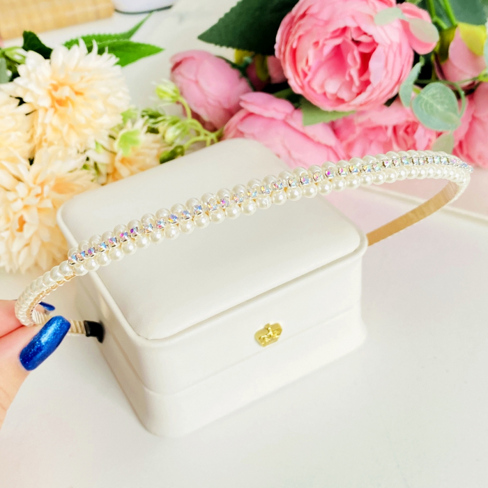 Cordeluta Par / Coronita de Par Perle Cristale Alb, Accesorii Par [2]