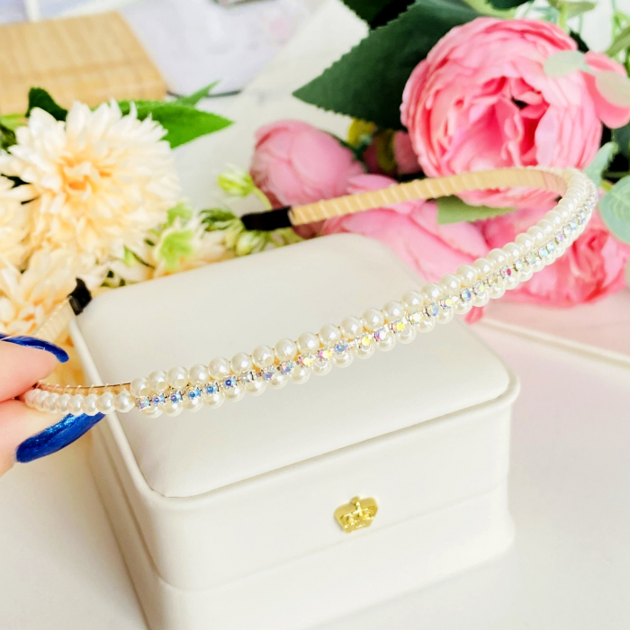 Cordeluta Par / Coronita de Par Perle Cristale Alb, Accesorii Par [5]
