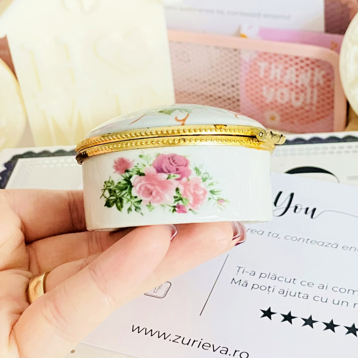 Cutiuta Bijuterii Portelan Flori, Decoratiuni Vintage [7]