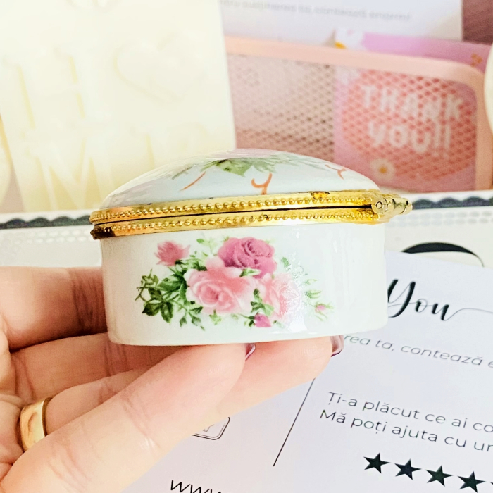 Cutiuta Bijuterii Portelan Flori, Decoratiuni Vintage [5]