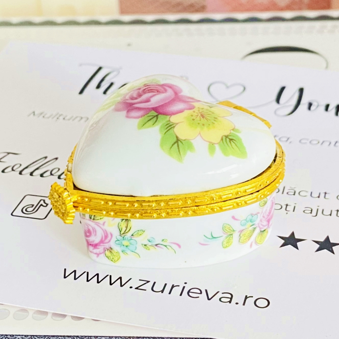 Mini Cutiuta Bijuterii Portelan Inima, Decoratiuni Vintage [5]