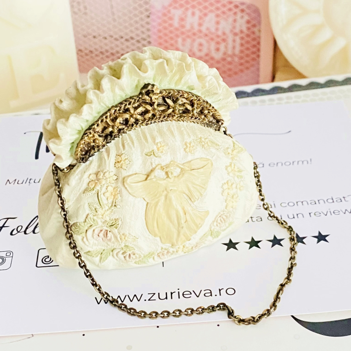 Decoratiune Poseta Vintage Crem, Decoratiuni Vintage [3]