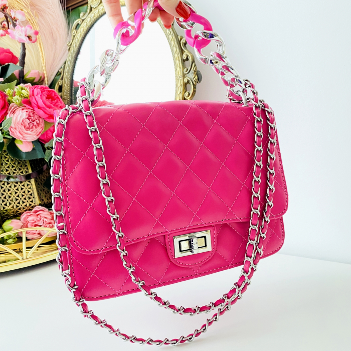 Geanta Roz Piele Ecologica, Geanta Eleganta [5]