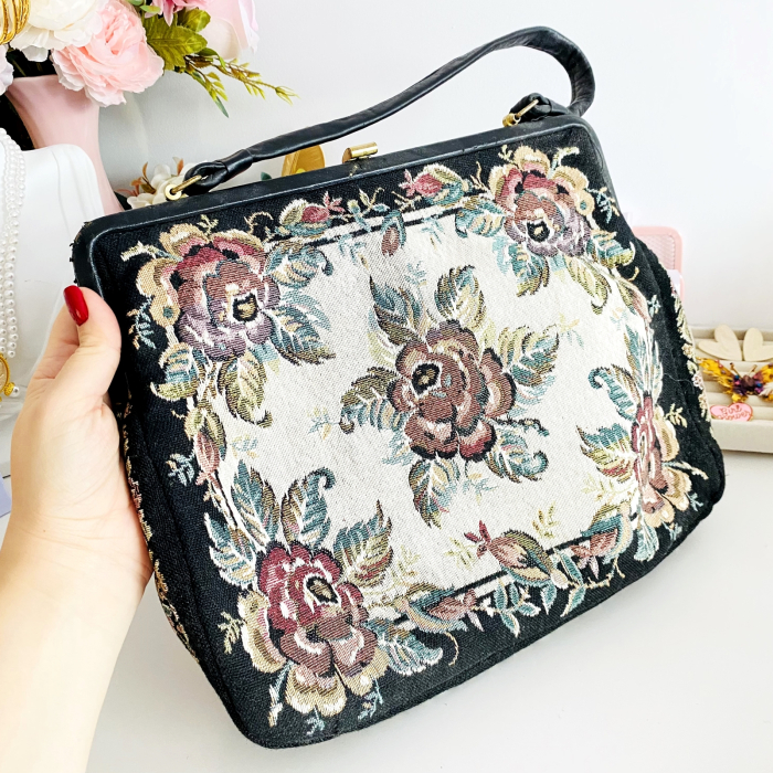 Geanta Vintage Tapiserie XL Flori Colorate, Genti Vintage [2]