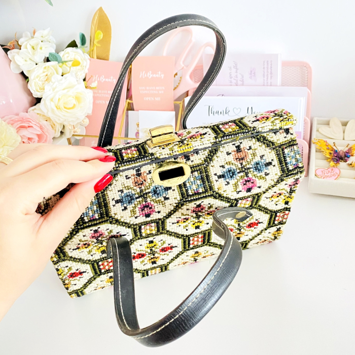 Geanta Vintage Goblen Flori Colorate, Genti Vintage [5]