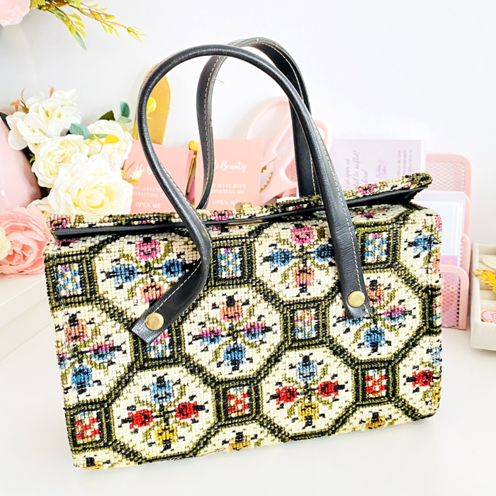 Geanta Vintage Goblen Flori Colorate, Genti Vintage [3]