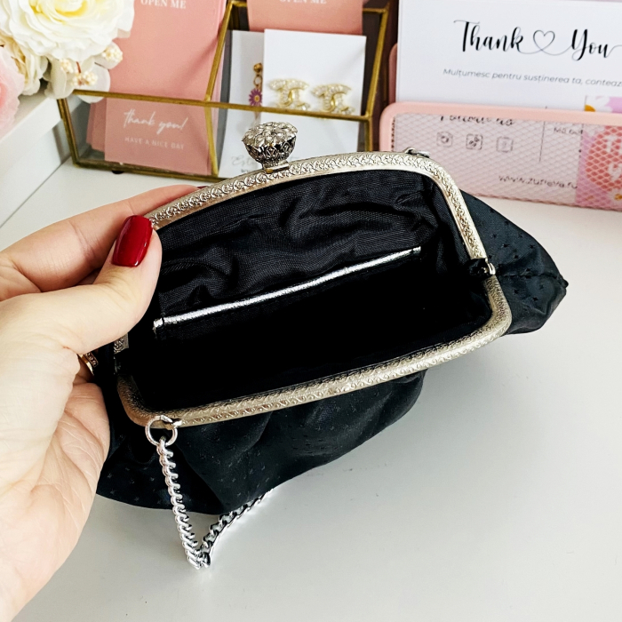 Poseta Vintage Silver Black, Genti Vintage [6]