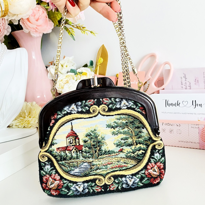 Geanta Vintage Tapiserie Peisaj, Genti Vintage [1]