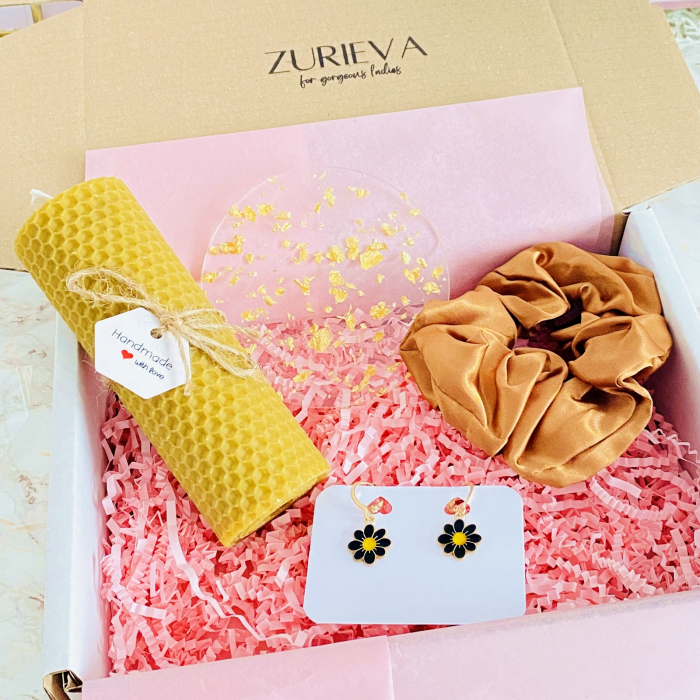 Set Cadou Lumanare & Cercei Flori Negre, Gift Box pentru femei, Seturi Cadou [3]