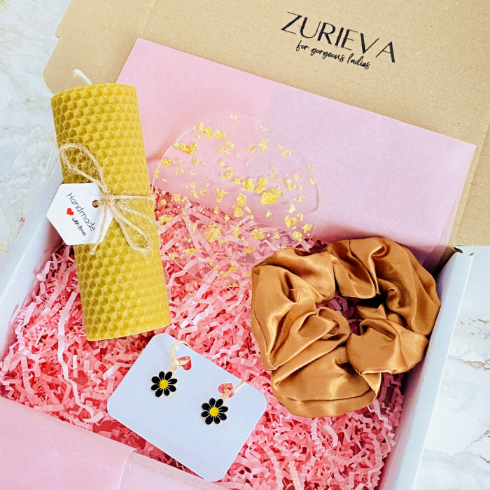 Set Cadou Lumanare & Cercei Flori Negre, Gift Box pentru femei, Seturi Cadou [4]