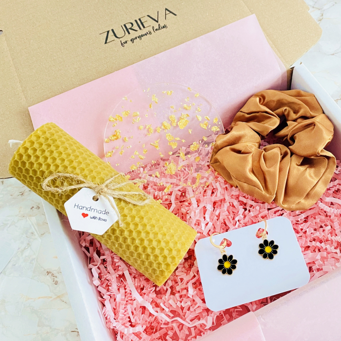 Set Cadou Lumanare & Cercei Flori Negre, Gift Box pentru femei, Seturi Cadou [5]